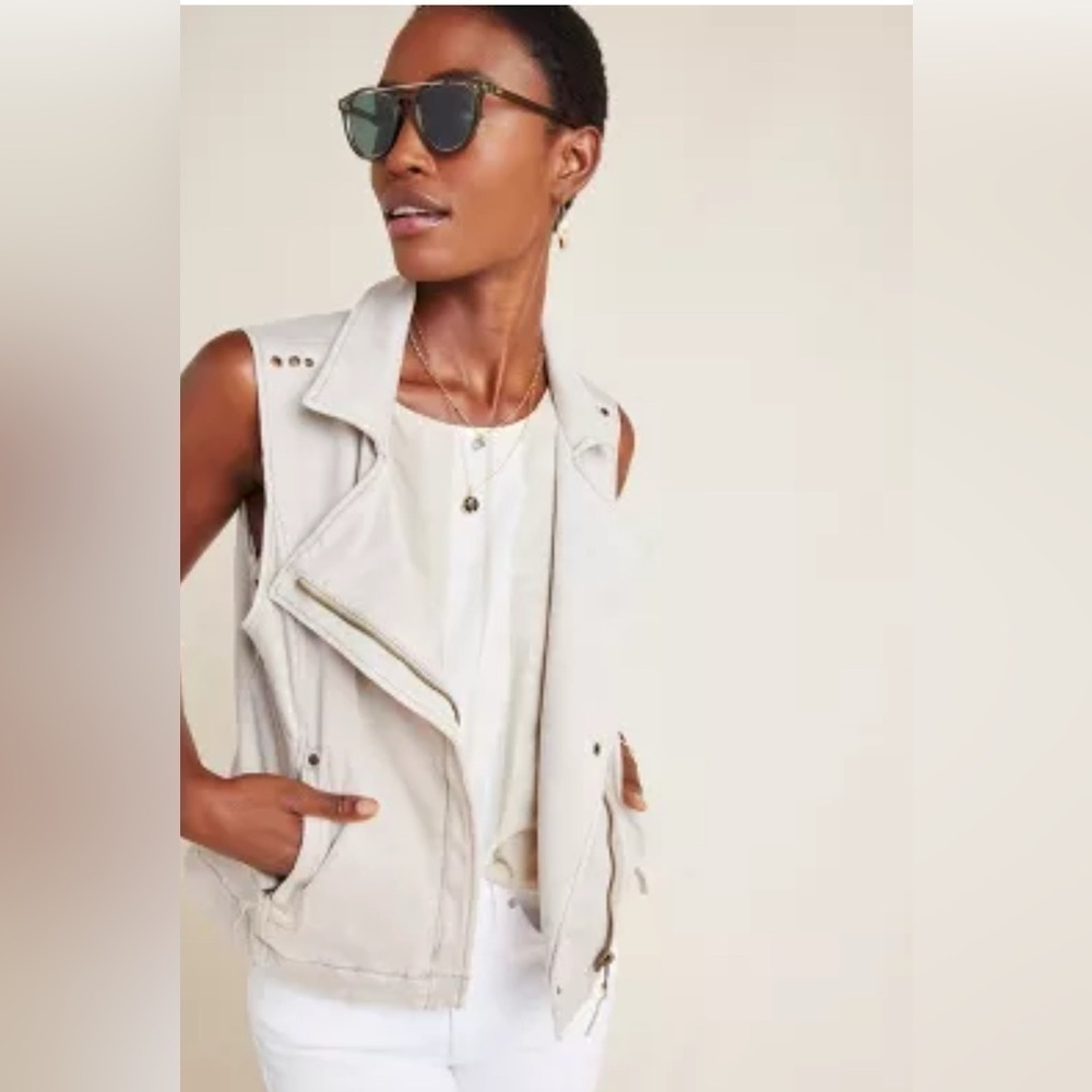 Marrakech x Anthropologie Moto Vest in Buff